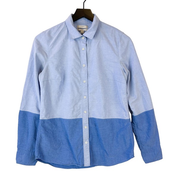 J. Crew Tops - J.Crew (4) Boy Button Up Shirt Blue Colorblock Cotton Womens